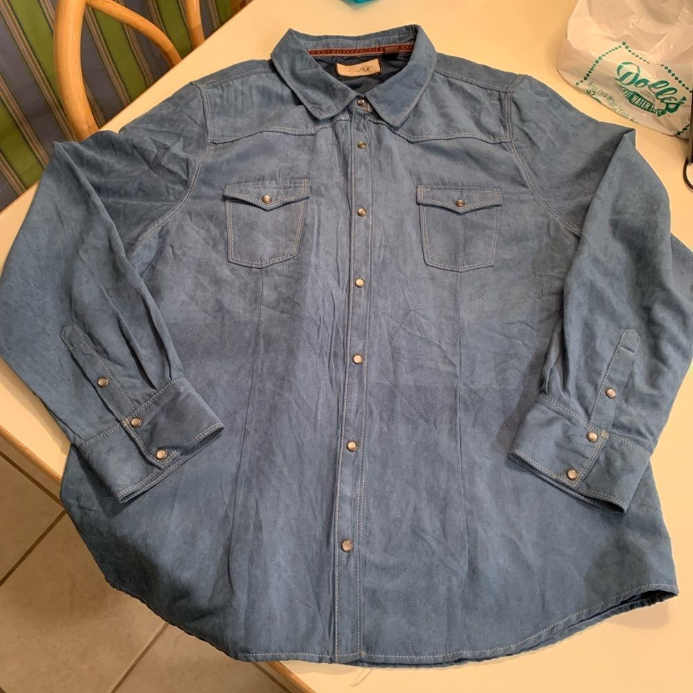 Legacy Falls for Her Teal Moleskin Button Down Shirt XXL
